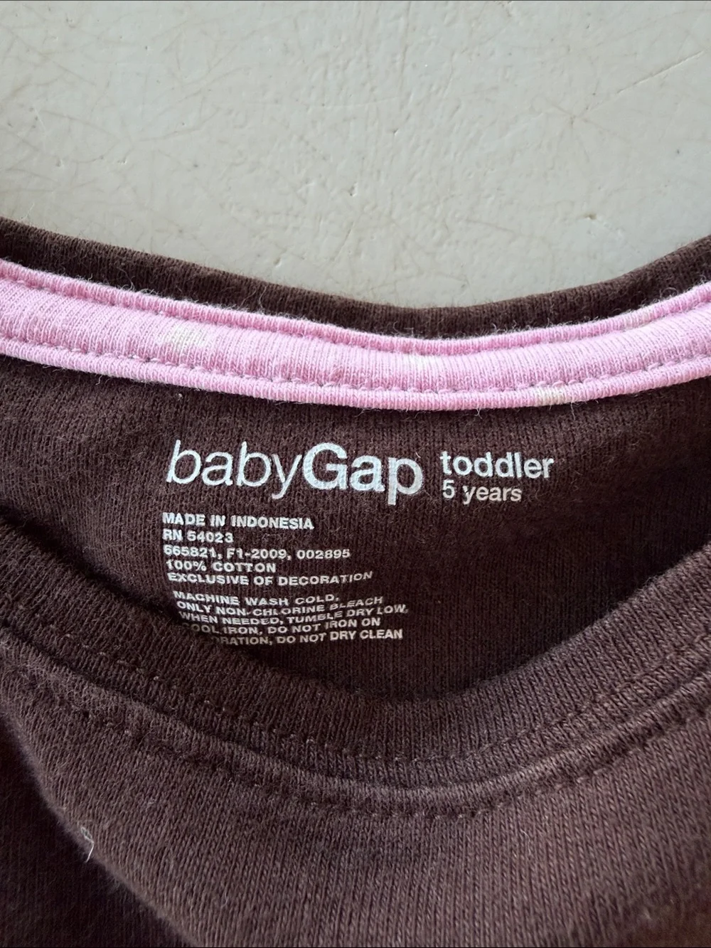 BabyGAP Brown Top with Pink Long Sleeves and Kitty Applique
